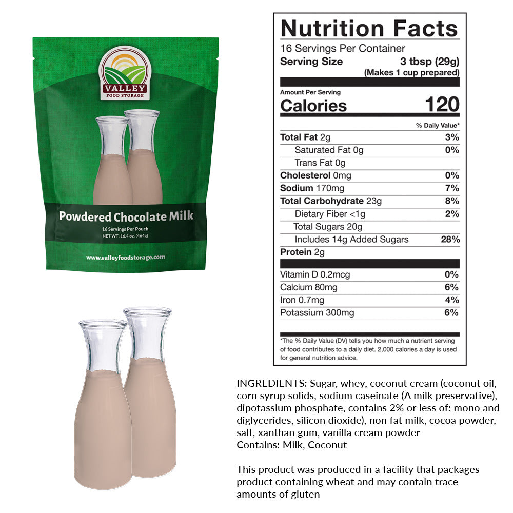 Chocolate Powdered Milk Freeze Dried Milk | Buy Fortified Powdered Milk for Long Term Storage  From Valley Food Storage