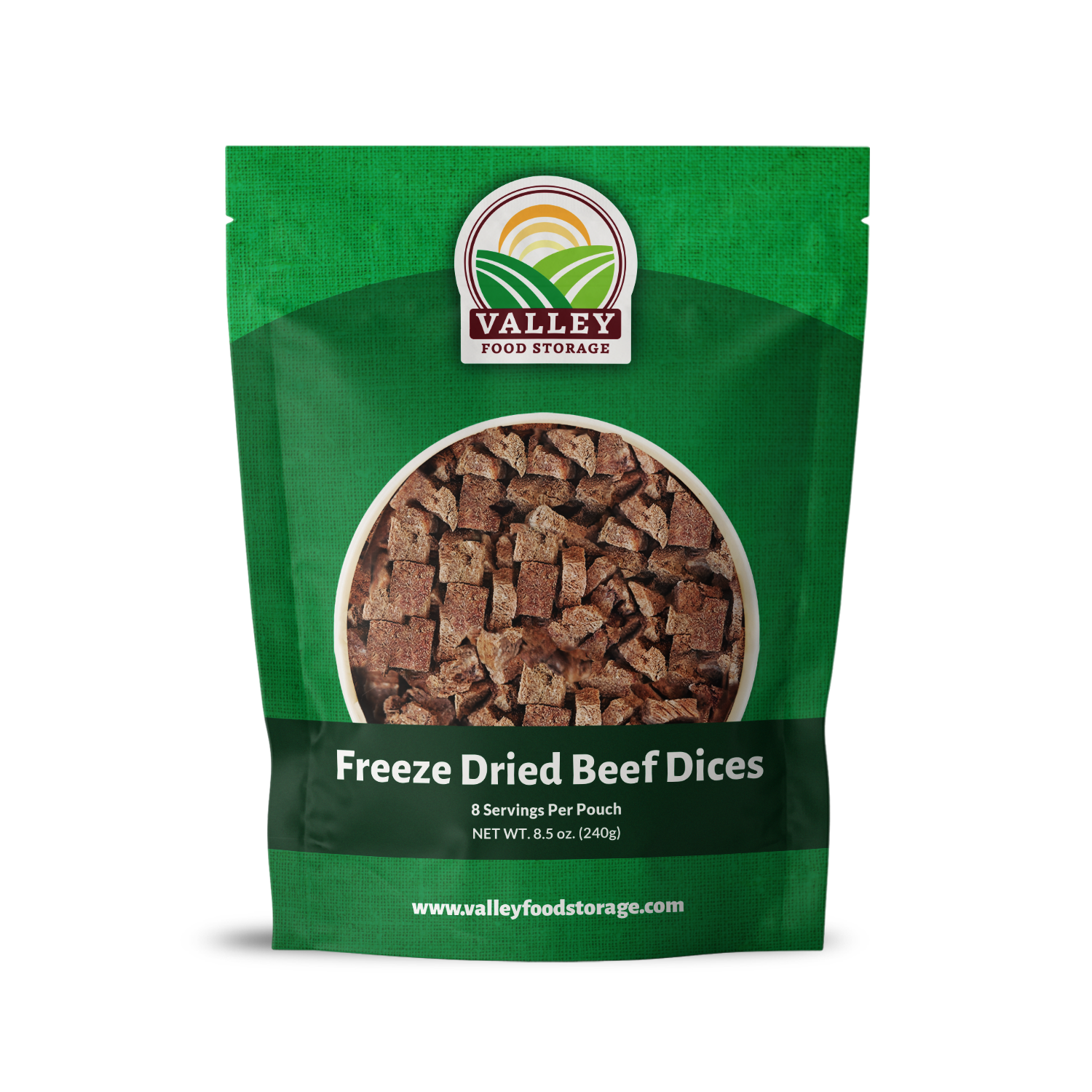 Freeze Dried Beef Dices | 10 Bags + Free Bucket Bag From Valley Food Storage