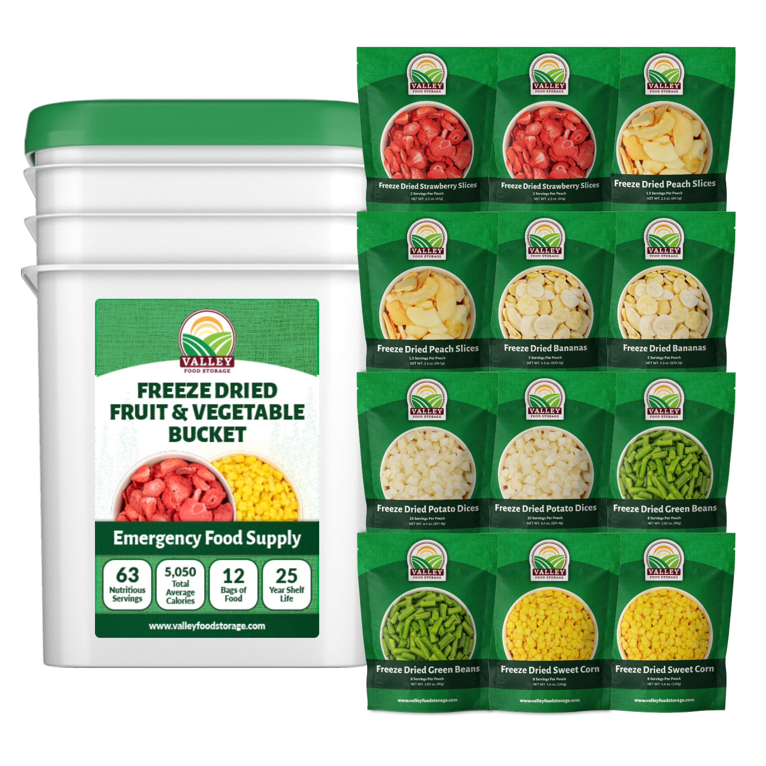 Freeze Dried Fruit & Vegetable Bucket Freeze Dried Fruit & Vegetable Bucket From Valley Food Storage