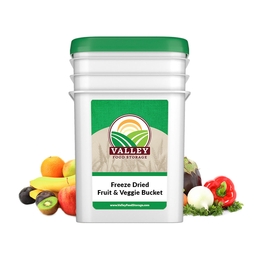 Freeze Dried Fruit &amp; Vegetable Bucket - 12 Pouches From Valley Food Storage