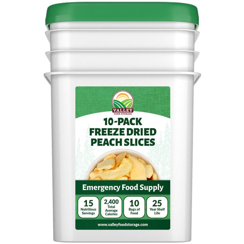 10-Pack Freeze Dried Peaches FRUIT From Valley Food Storage