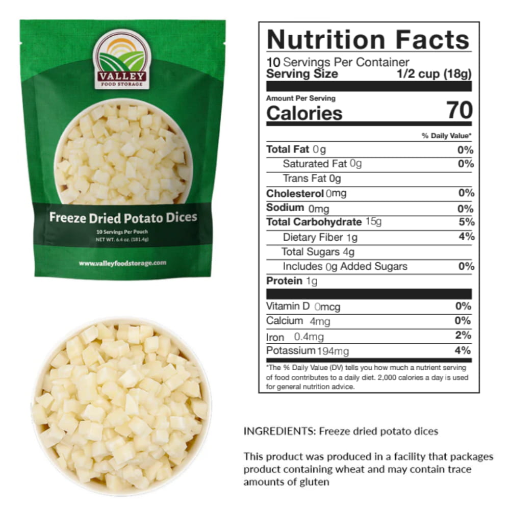 Freeze Dried Potato Dices Freeze Dried Potatoes | Order Freeze Dried Potatoes Bulk From Valley Food Storage