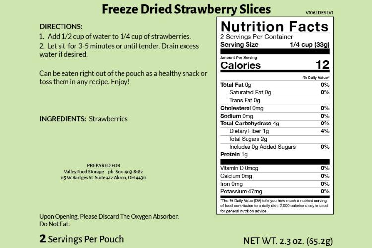 Freeze Dried Strawberries FRUIT From Valley Food Storage