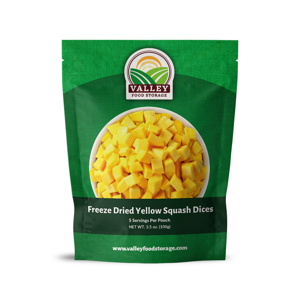 Freeze Dried Yellow Squash Dices From Valley Food Storage