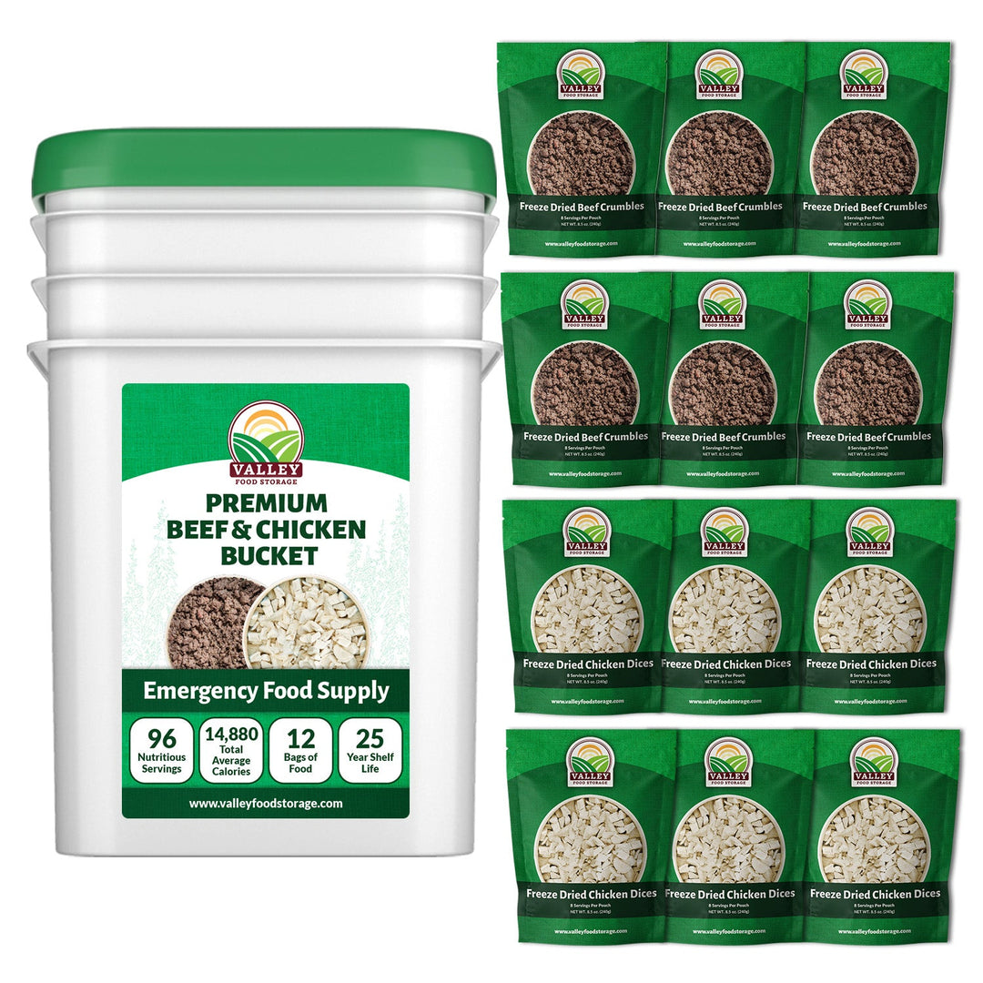 Premium Freeze-Dried Meat Bucket From Valley Food Storage