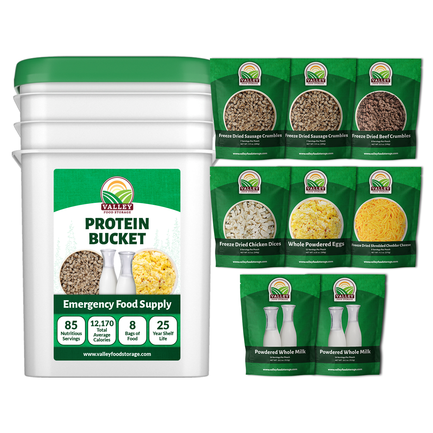 Premium Protein Bucket With Freeze-Dried Meat From Valley Food Storage