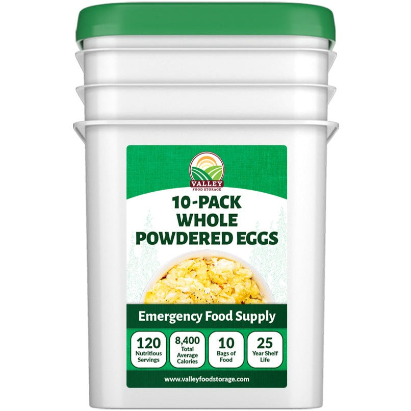 Whole Powdered Eggs | 10 Pack + Bucket PROTEIN Powdered Eggs | Order Dried Whole Egg Powder Instant Eggs Online From Valley Food Storage
