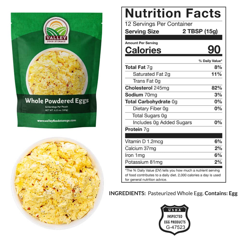 Whole Powdered Eggs Powdered Eggs | Order Dried Whole Egg Powder Instant Eggs Online From Valley Food Storage